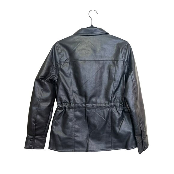 BLANK NYC Black Faux Leather Drawstring Jacket Size Medium NWT BlankNyc - Picture 4 of 8